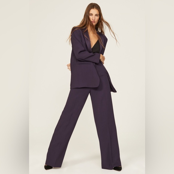 Boss Dark Purple Wide-Leg Women's Tacilana Pants Size 12 - Picture 5 of 16